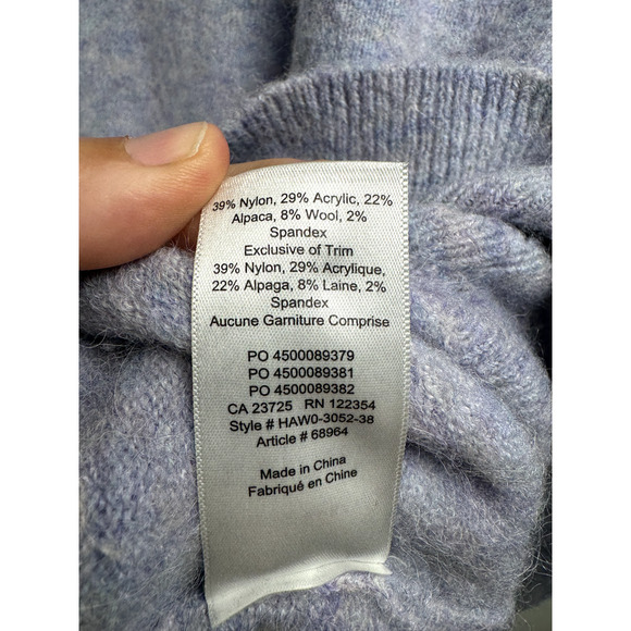 Aritzia Preppy Pastel Academia Oversized Fuzzy Knit Alpaca Wool Blend Sweater S - Picture 6 of 7